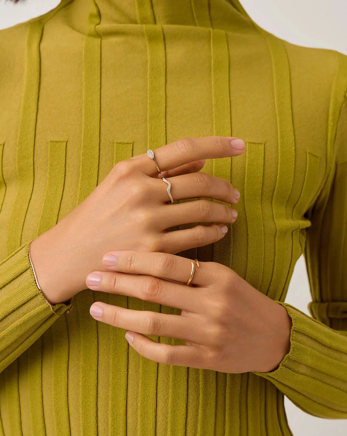 Molten Snow Fine Diamond Stacking Ring | 14ct Solid Gold/Lab Grown Diamonds