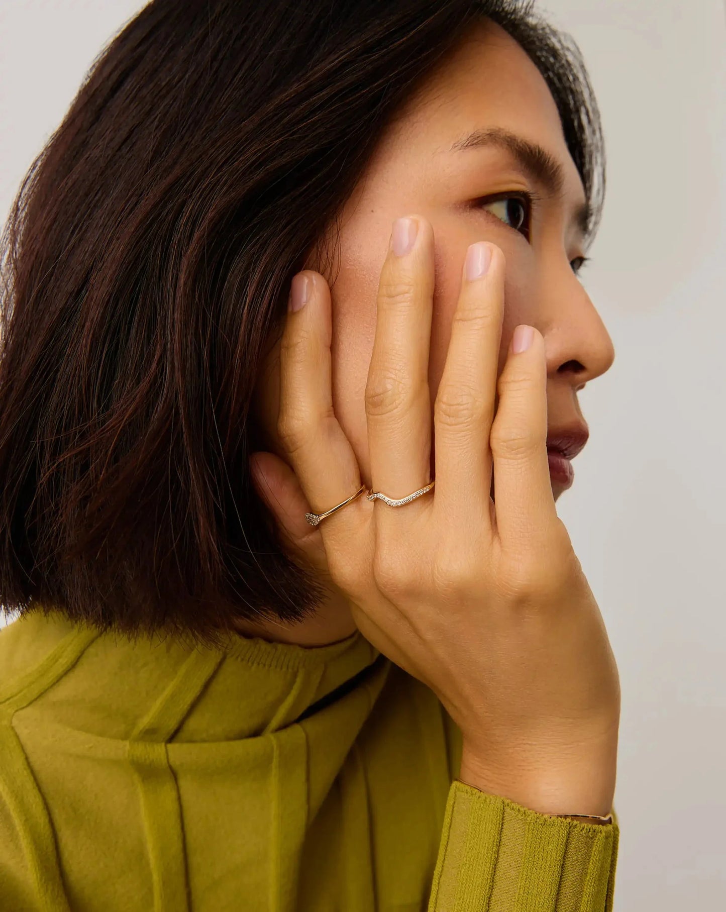 Molten Snow Fine Diamond Stacking Ring | 14ct Solid Gold/Lab Grown Diamonds
