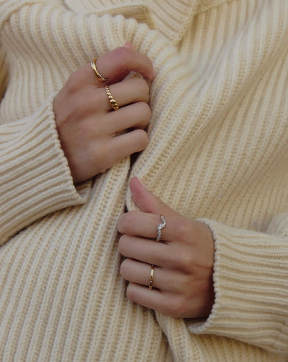 Molten Snow Stacking Ring | 18ct Gold Vermeil/Cubic Zirconia