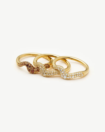 Molten Snow Stacking Ring Set | 18ct Gold Vermeil
