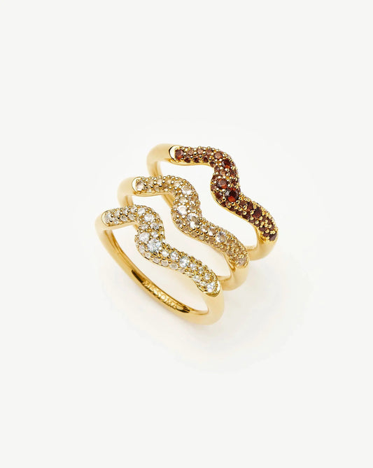 Molten Snow Stacking Ring Set | 18ct Gold Vermeil