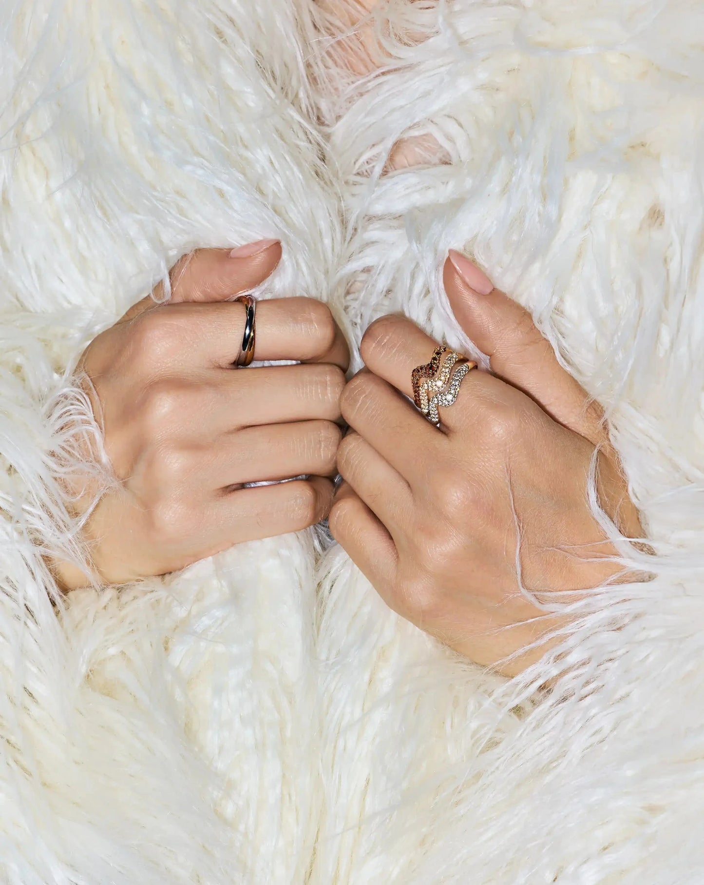 Molten Snow Stacking Ring Set | 18ct Gold Vermeil