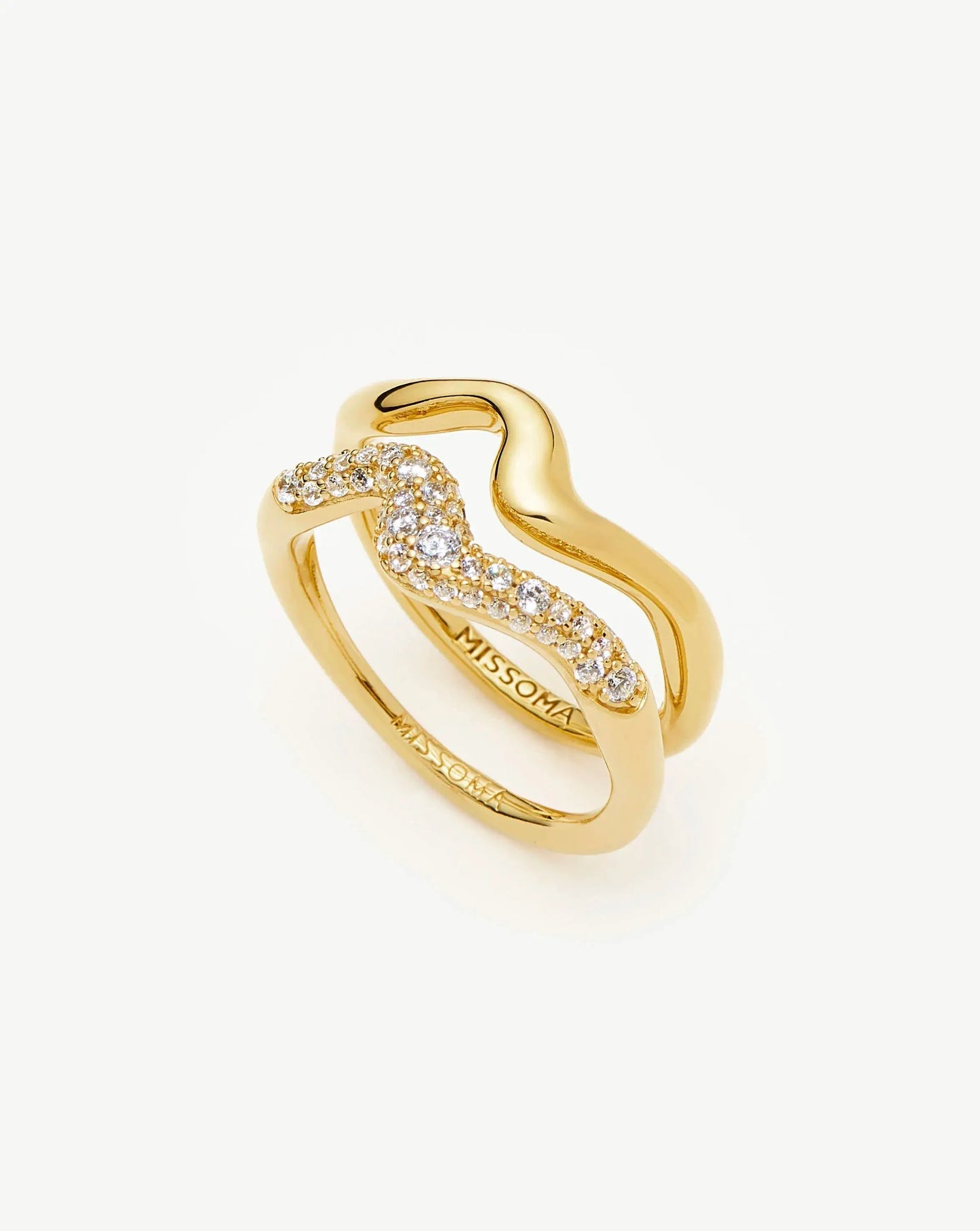 Molten Stacking Ring Set | 18ct Gold Vermeil/Cubic Zirconia