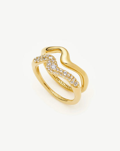 Molten Stacking Ring Set | 18ct Gold Vermeil/Cubic Zirconia