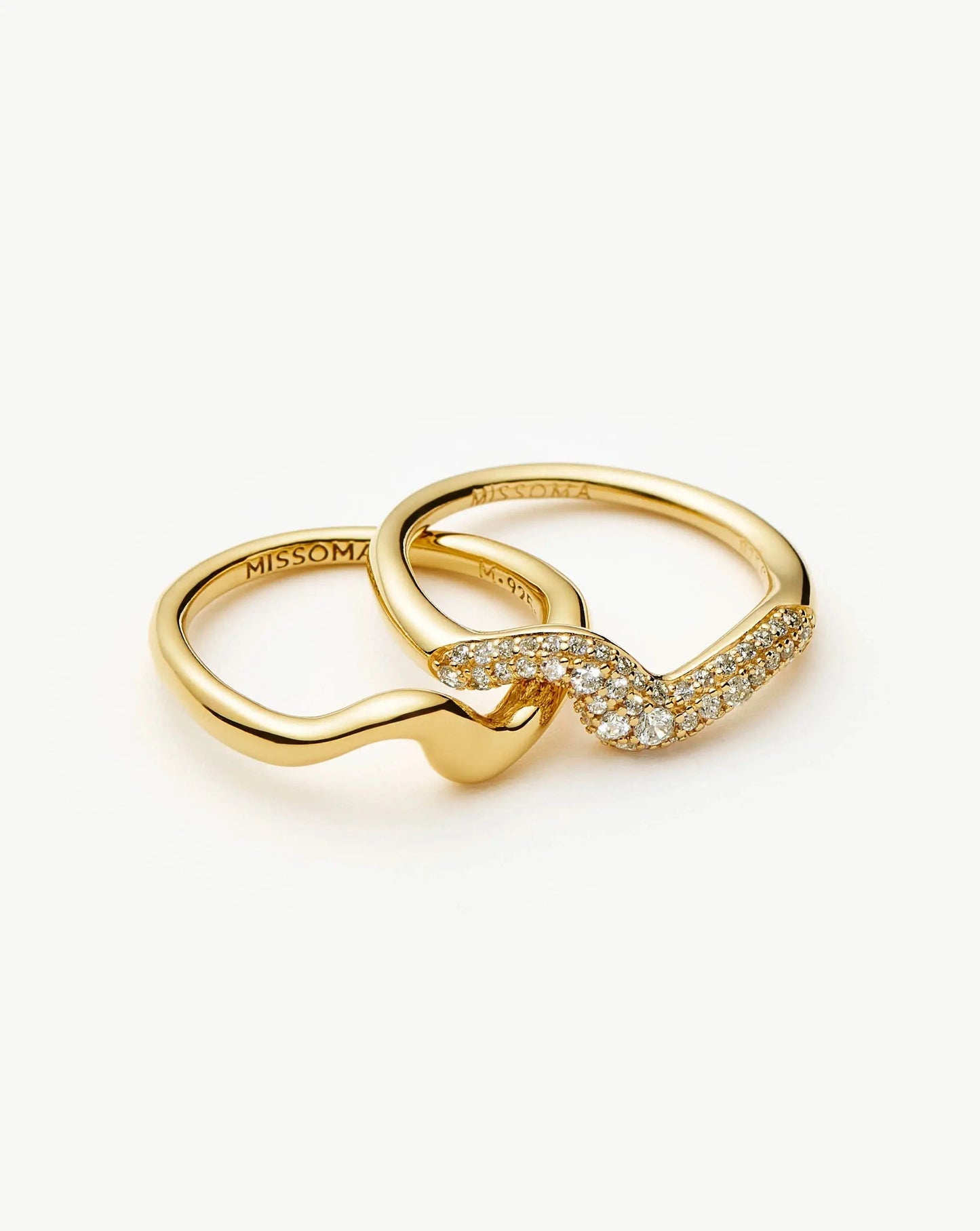 Molten Stacking Ring Set | 18ct Gold Vermeil/Cubic Zirconia