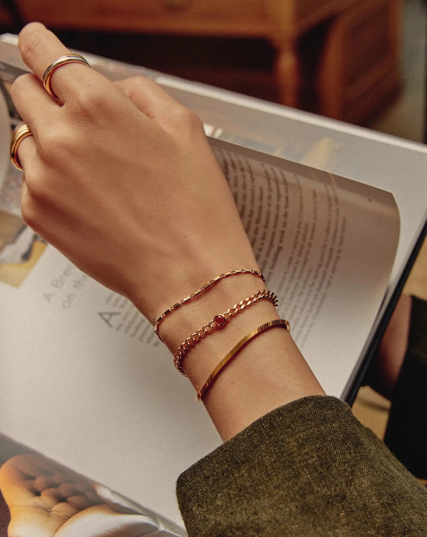 October Birthstone Chain Bracelet | 18ct Gold Plated Vermeil/Pink Tourmaline