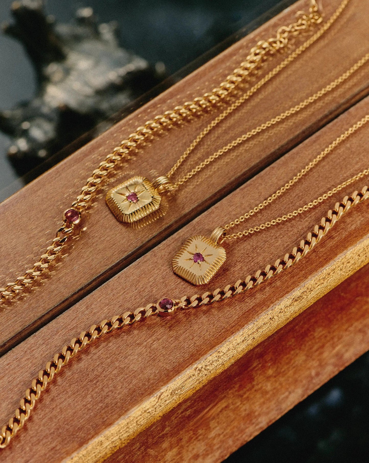 October Birthstone Chain Bracelet | 18ct Gold Plated Vermeil/Pink Tourmaline