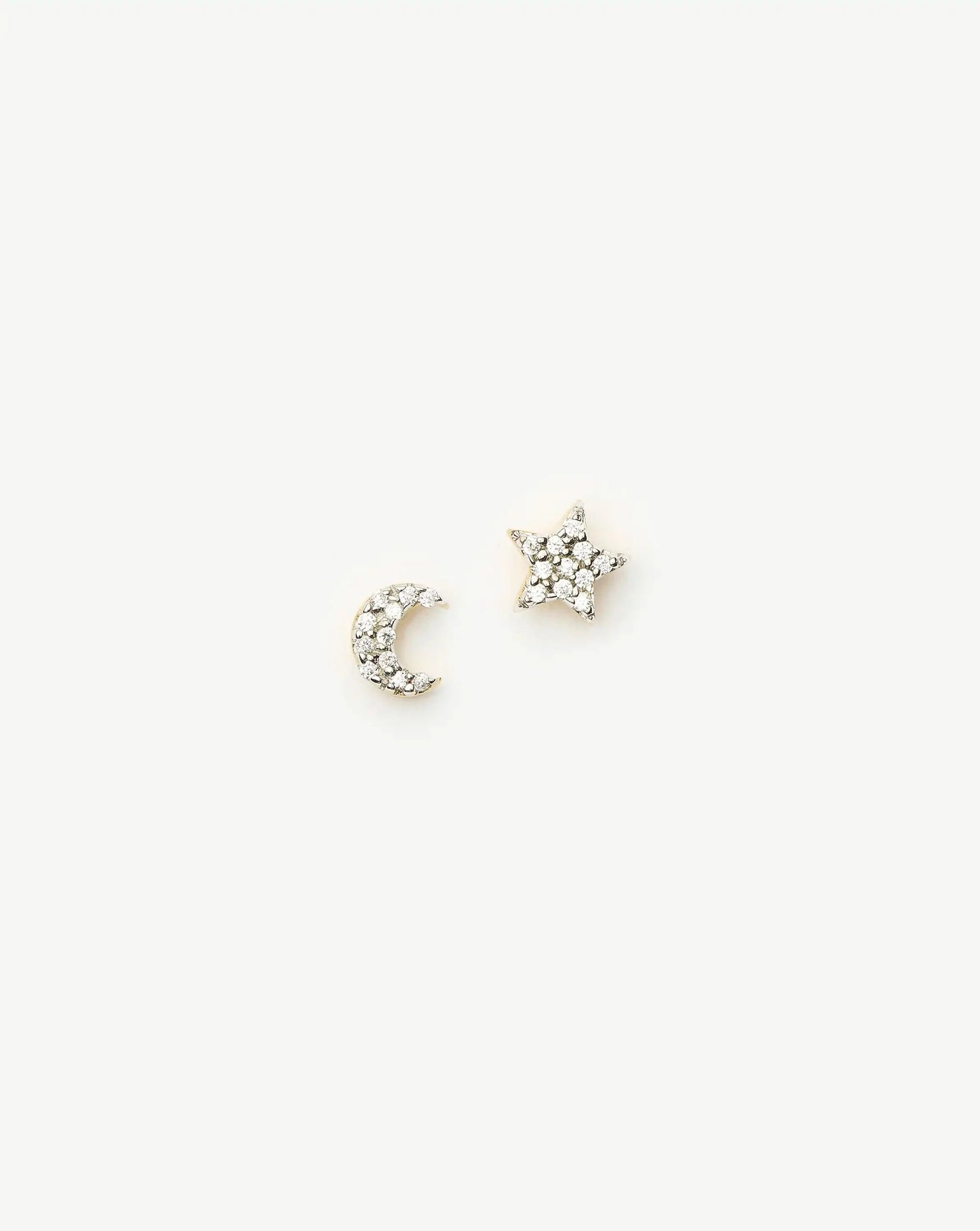 Pave Star Moon Stud Earrings