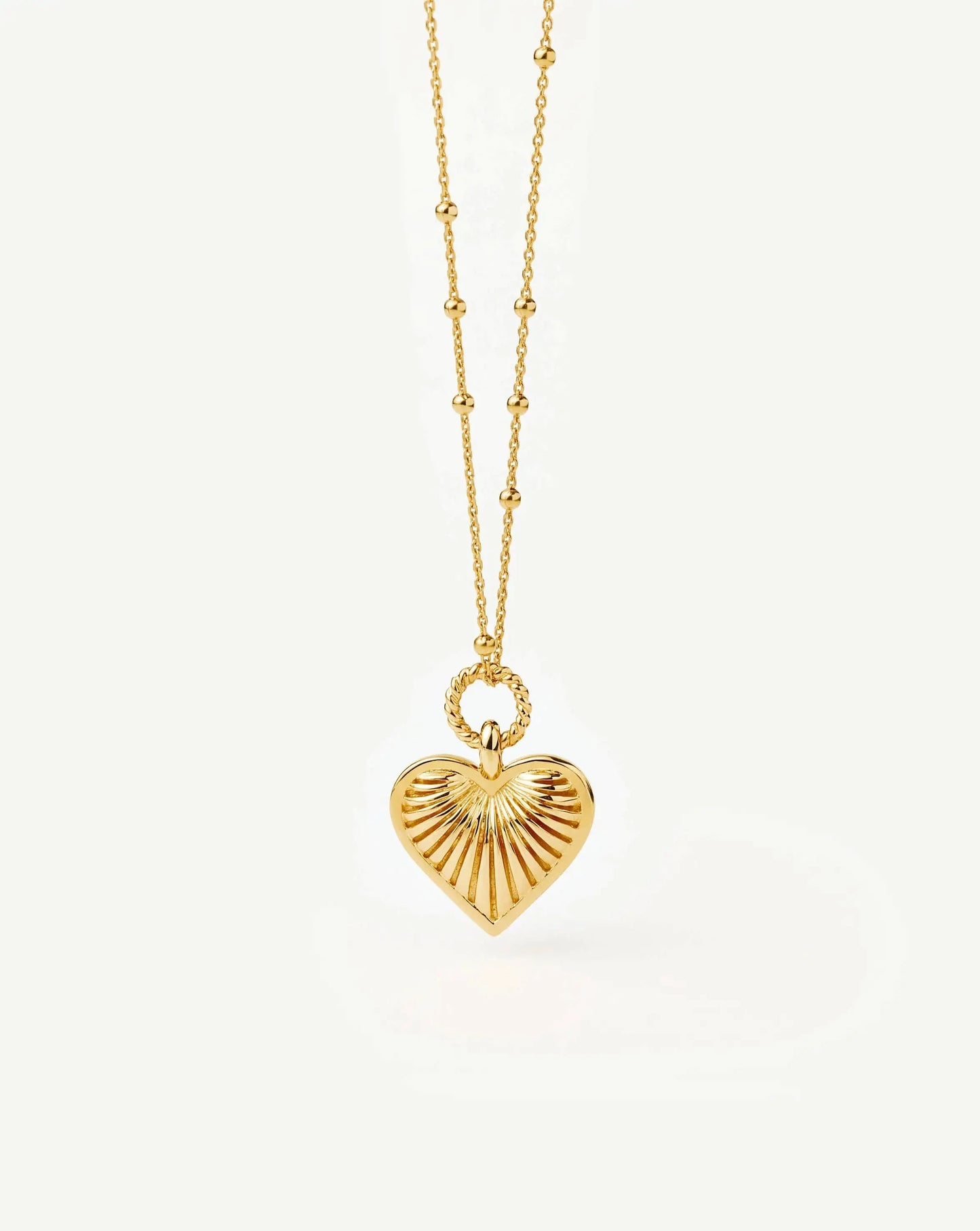 Ridge Heart Charm Pendant Necklace | 18ct Gold Plated