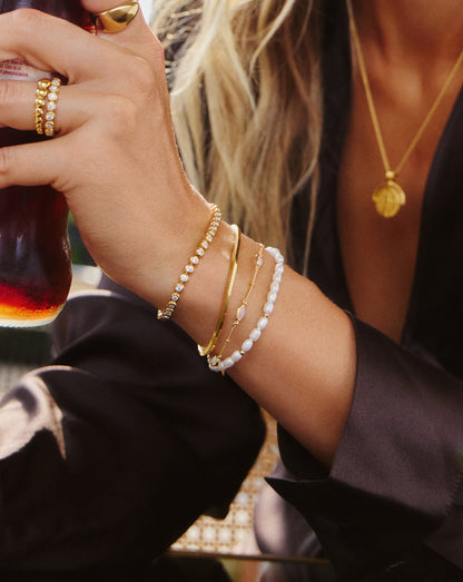 Seed Pearl Beaded Bracelet | 18ct Gold Plated/Pearl