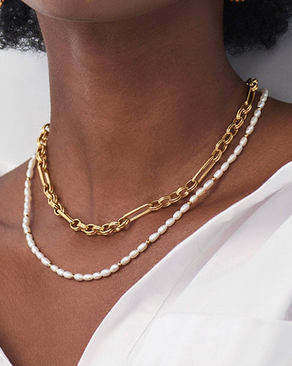 Short Seed Pearl Beaded Necklace | 18ct Gold Plated/Pearl