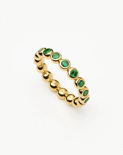 Tennis Eternity Stacking Ring | 18ct Gold Vermeil/Emerald Green Nano-crystal