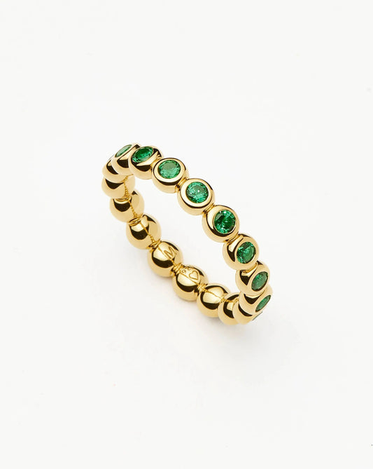 Tennis Eternity Stacking Ring | 18ct Gold Vermeil/Emerald Green Nano-crystal