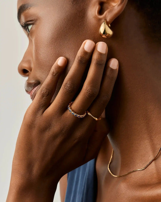 Tennis Eternity Stacking Ring | 18ct Gold Vermeil/Sapphire Blue Nano-crystal