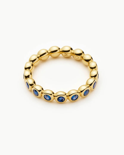 Tennis Eternity Stacking Ring | 18ct Gold Vermeil/Sapphire Blue Nano-crystal