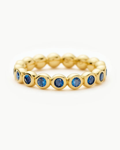 Tennis Eternity Stacking Ring | 18ct Gold Vermeil/Sapphire Blue Nano-crystal