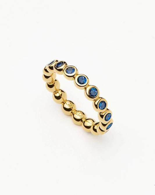 Tennis Eternity Stacking Ring | 18ct Gold Vermeil/Sapphire Blue Nano-crystal