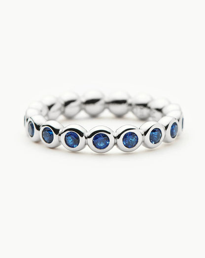Tennis Eternity Stacking Ring | Sterling Silver/Sapphire Blue Nano-crystal