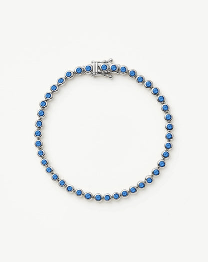 Tennis Round Bracelet | Sterling Silver/Sapphire Blue Nano-crystal