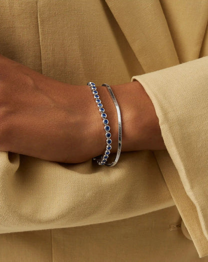 Tennis Round Bracelet | Sterling Silver/Sapphire Blue Nano-crystal