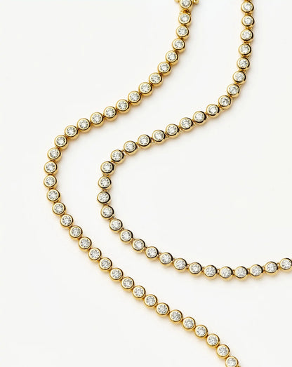 Tennis Round Necklace & Bracelet Set | 18ct Gold Plated/18ct Gold Vermeil/Cubic Zirconia