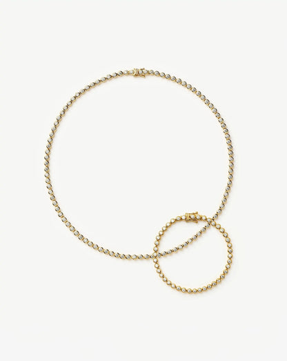 Tennis Round Necklace & Bracelet Set | 18ct Gold Plated/18ct Gold Vermeil/Cubic Zirconia