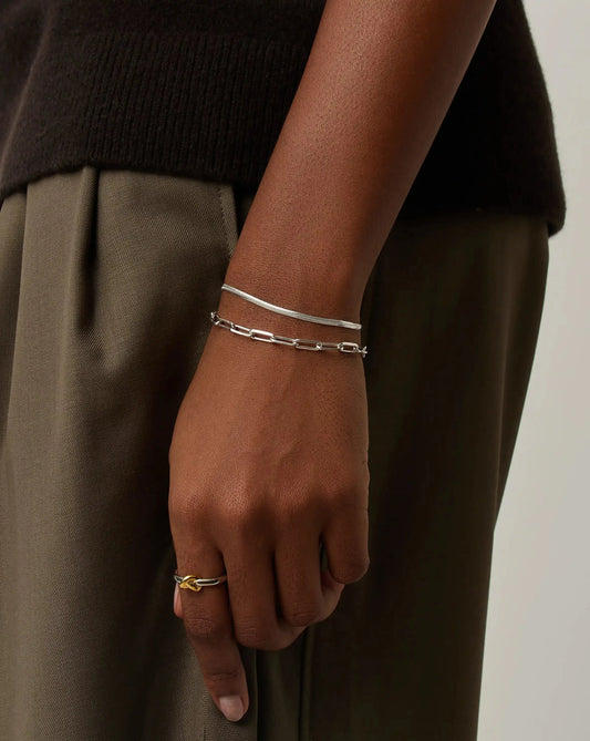Thin Snake Chain Bracelet | Silver Plated