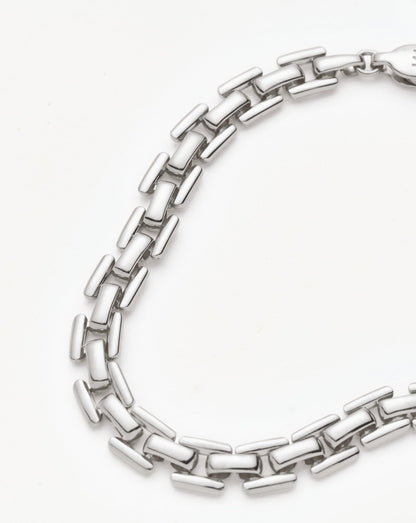 Timepiece Link Chain Bracelet | Silver Plated