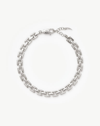 Timepiece Link Chain Bracelet | Silver Plated