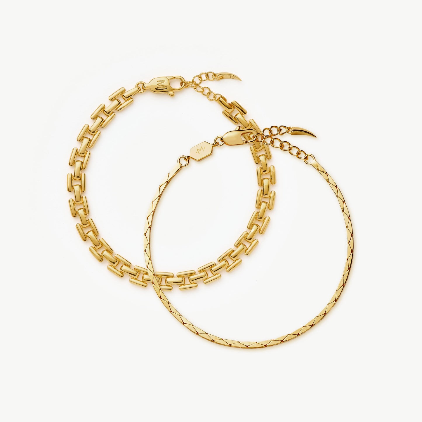 Timepiece & Cobra Snake Chain Bracelet Set | 18ct Gold Plated